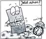 Werbefigur und -Comic f&uuml;r "plano", einen Tischkalender